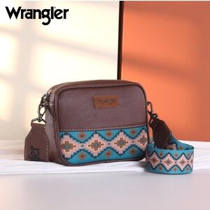 Wrangler Geometric Brown and Blue Crossbody Bag